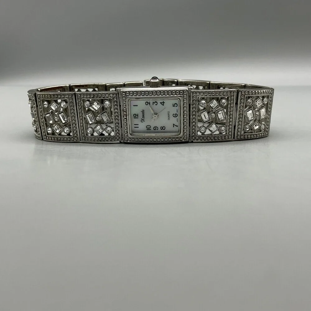 Xanadu Womens Watch 18mm White Dial Silver Tone Gem Bracelet New Battery 7.5